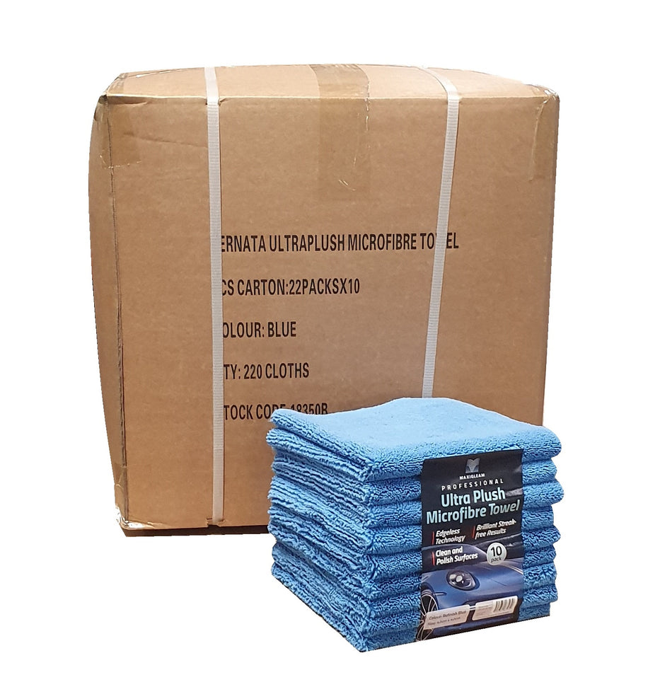 Maxigleam® Ultra Plush Edgeless Microfibre Cloths 42x42cms Case of 220