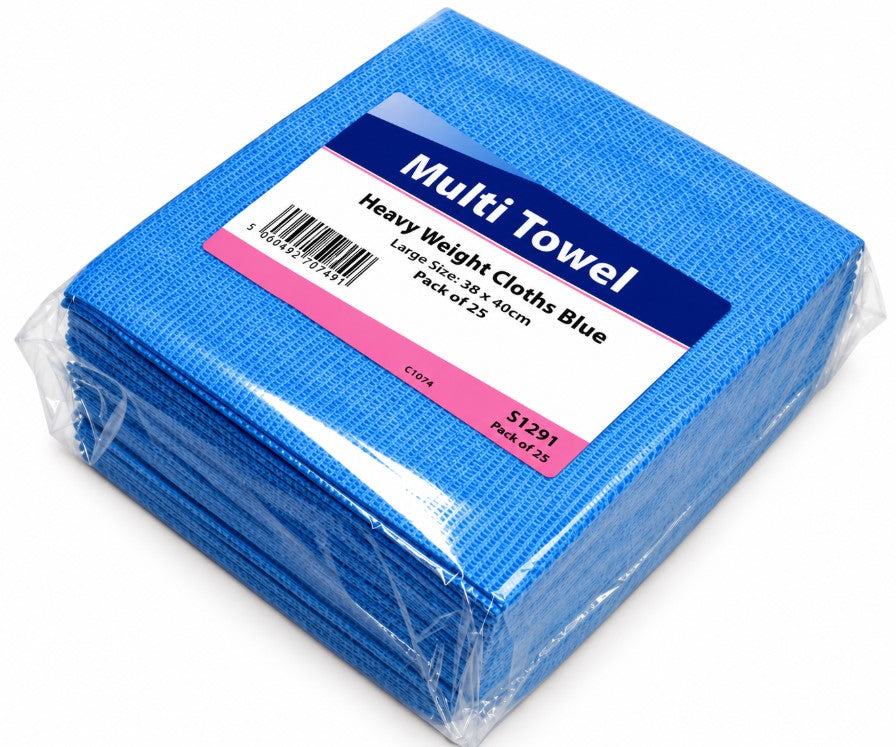 Heavy Duty Blue Multi Towel Cleaning Cloths – Pack of 25