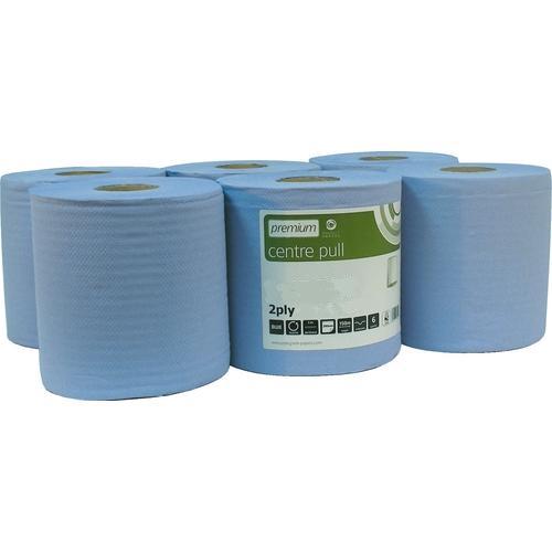 Premium Blue Centrefeed Rolls 2ply 185mm Width Pack of 6