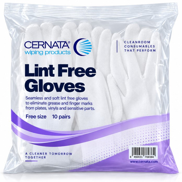CERNATA Lint Free Gloves Pack of 10 Pairs - Free Size (Fits any hand)