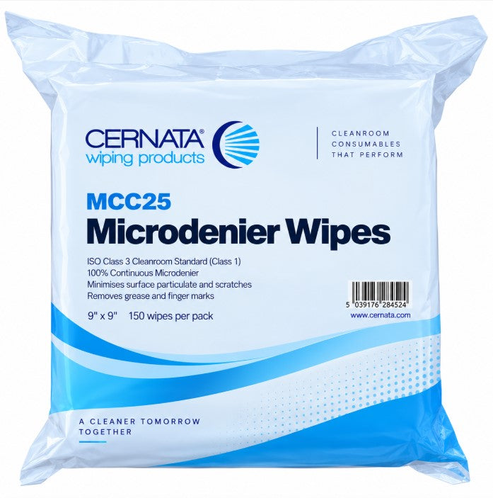 CERNATA MICRODENIER WIPES 9"x9"  ISO 3 Pack of 150 Wipes