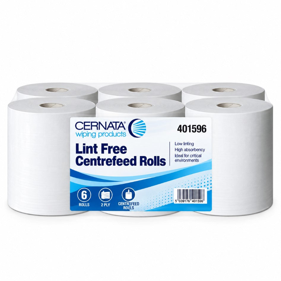 White Professional Lint Free Centrefeed Rolls Pkt 6