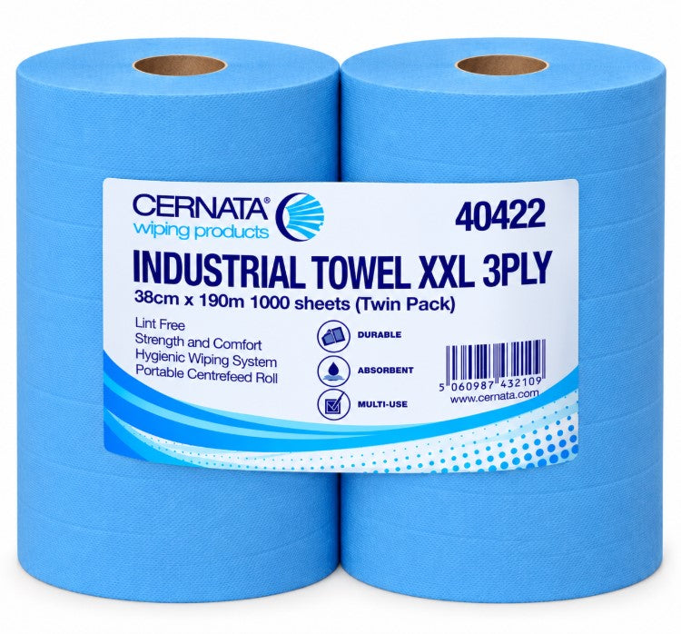 Cernata XXL 3Ply Blue Roll 1000 Sheets Pack of 2