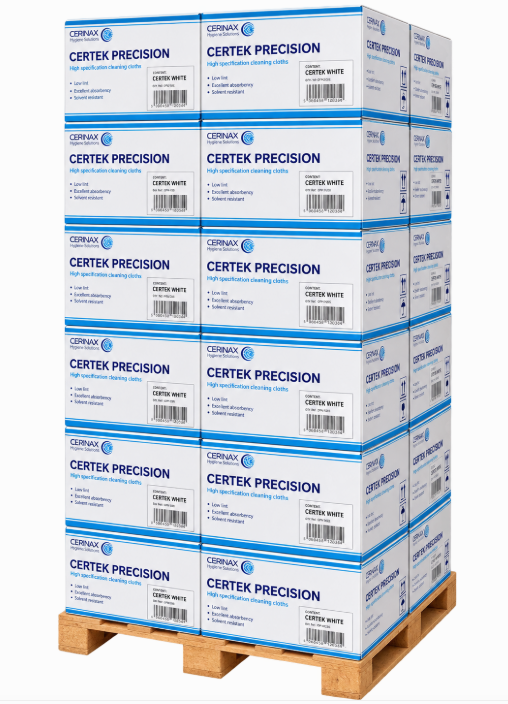 CERTEK Blue Precision Lint Free Wipes 400 Sheets 30x38cms Pallet of 64 Cases