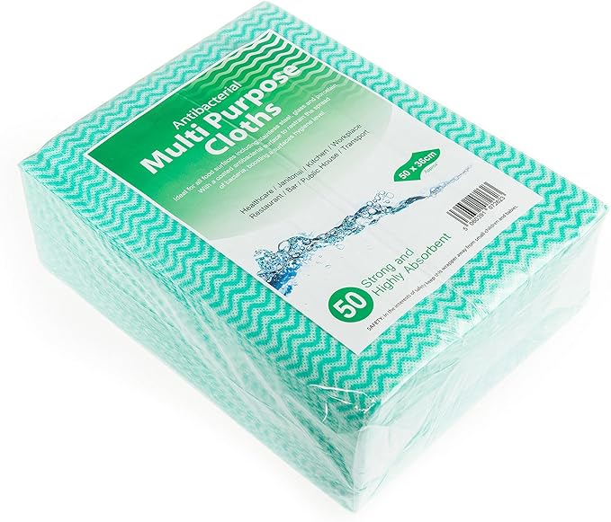 Premium Extra Strong Green Antibacterial Cleaning Cloths - Pack of 50