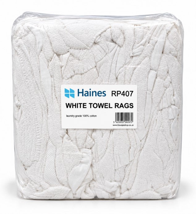 White Towelling Rag - Laundry Quality Rags Packed in 10kg Bag