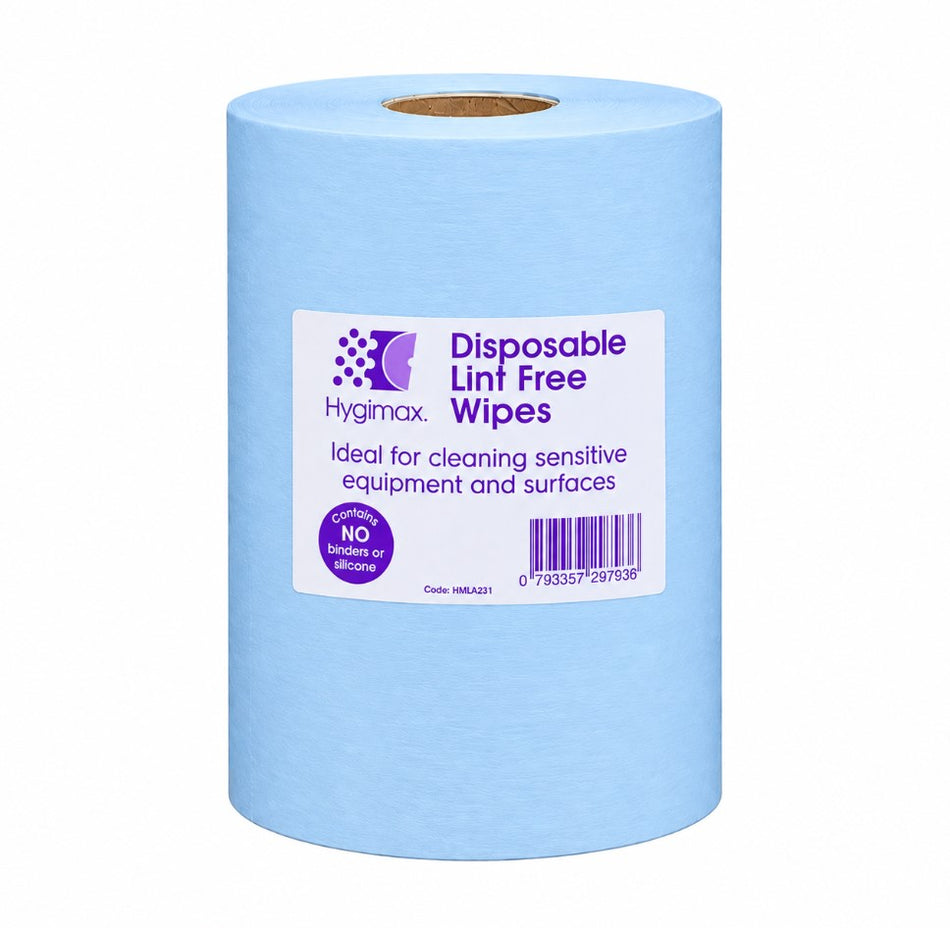 HYGIMAX Premium Lint Free Wiping Roll 400 Sheets 30x38cm Blue