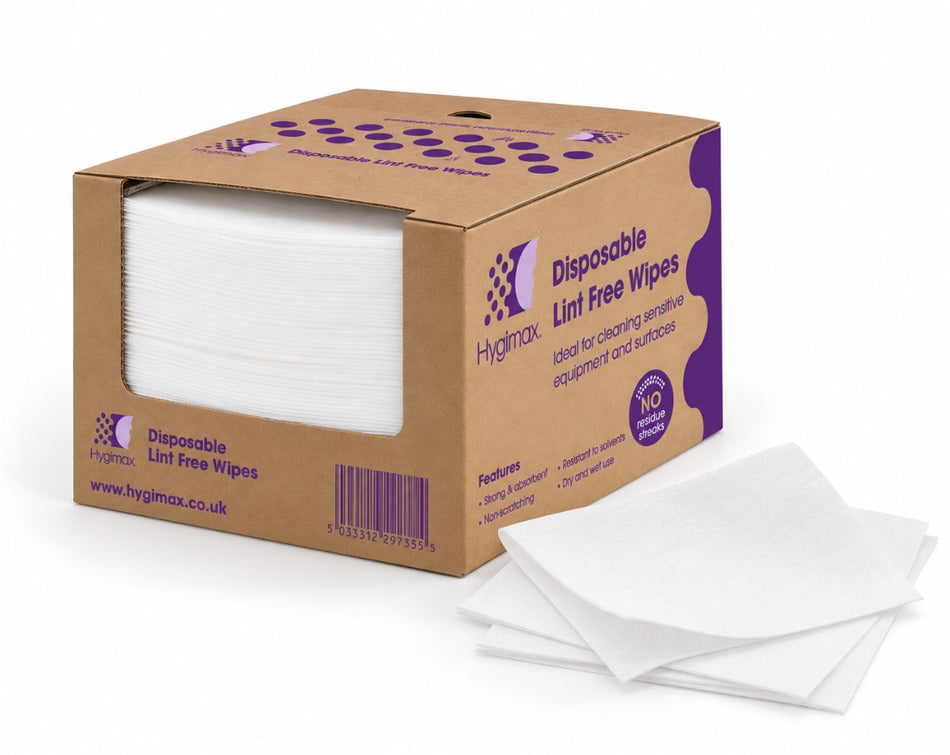 HYGIMAX Tear Resistant Lint Free Wipes 30x38cms Case of 200