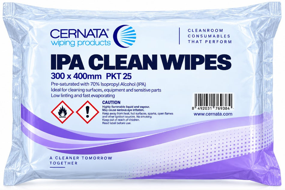 Lint Free IPA Surface Clean Wipes 30x40cms Pack of 25