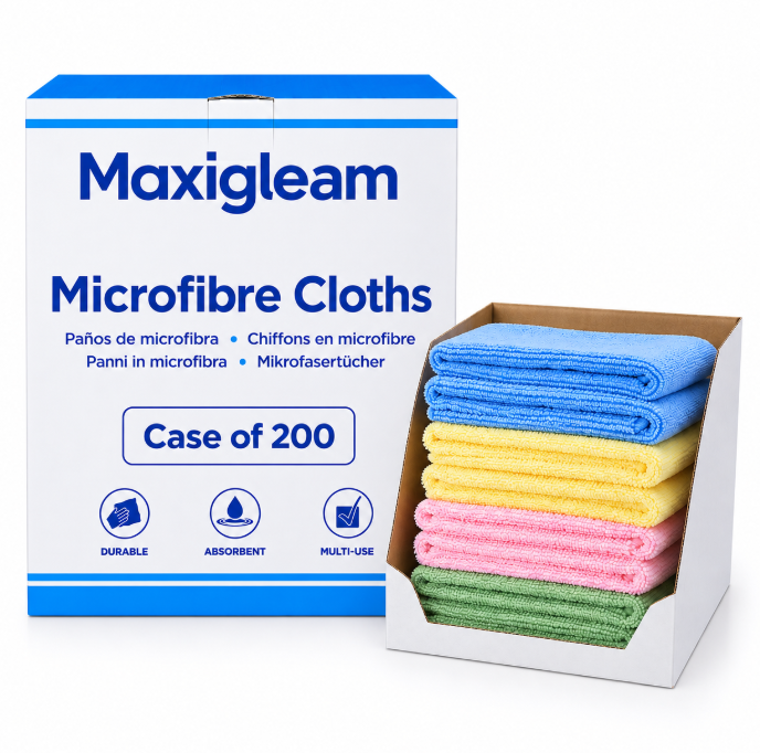 Maxigleam Microfibre Cloths 40x40cms Case of 200