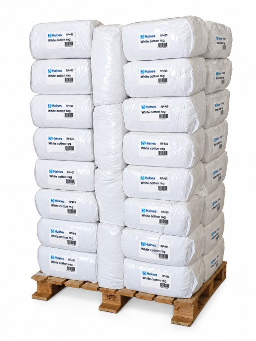 White Cotton Cleaning Rags – Low Lint – Pallet of 60 x 10kg Bags