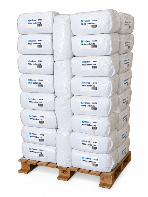 White Cotton Sheeting Rags Laundry Grade 10kg Pallet of 60 Packs